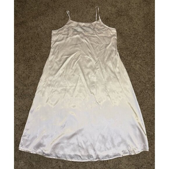Womens Slip Long Nightgown Dress Gown Cream Satin Silky Romantic Feminine Sz 1X - Picture 1 of 6
